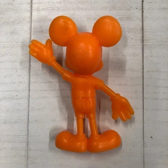 Louis Marx Toys Walt Disney figurine vtg 1960s RARE 6" Neon Orange Mickey Mouse - Picture 3 of 6